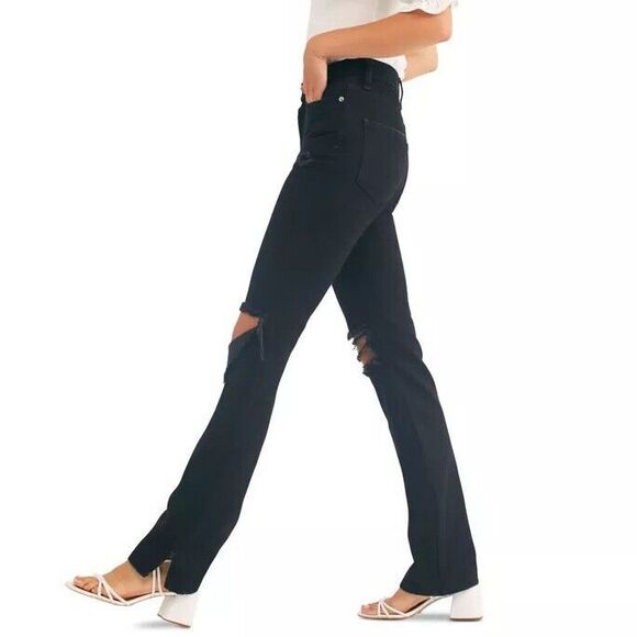 We The Free My Own Lane Jeans 27 NWT $128 Black High Rise Destroyed OB988447 - Picture 3 of 11